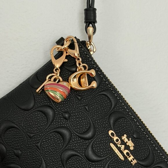 NWB Coach Boxed Long Zip Around Wallet In Signature Leather w/2 Charms Gift! - Picture 1 of 8